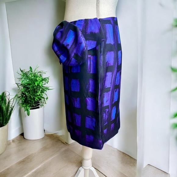NWT Moschino Couture Purple & Black Abstract Print Bow Detail Mini Skirt Size 8 - Picture 7 of 16